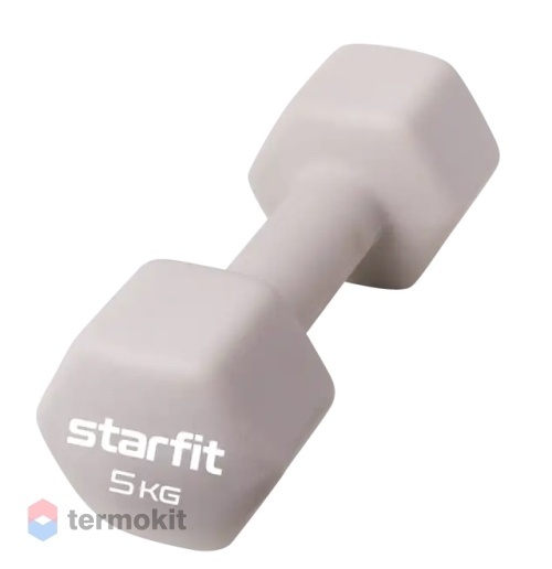 Гантель неопреновая Starfit DB-201 5 кг, теплый серый