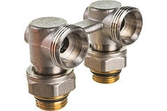 Kromwell Запорно-присоединительный узел для нижнего подключения радиаторов угловой 1/2", 3/4"