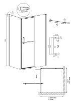 Душевой уголок Grossman Pragma 1950x1000x1000 (стекло шиншилла) левый черный матовый 120.K33.03.1010.21.02