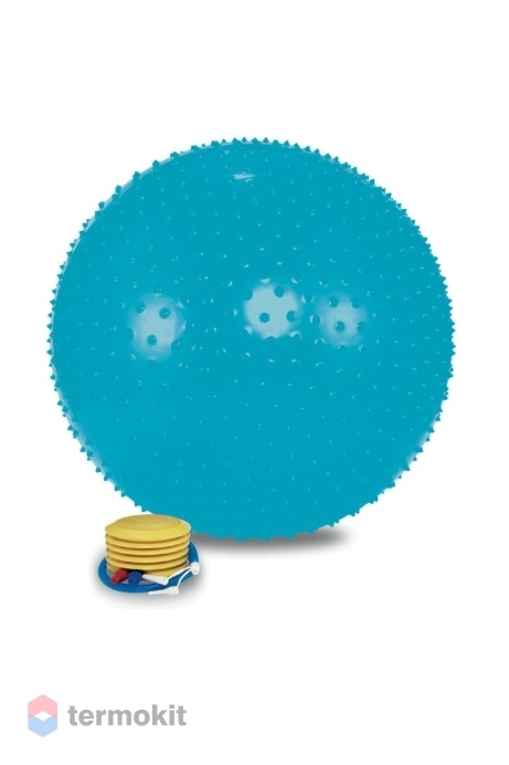 Мяч массажный Lite Weights 1865LW 65 см, голубой, ножной насос