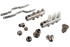 Kromwell Коллекторный блок из латуни с терм. вставками и зап. кранами 1" x 3/4" 3 вых.