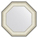 Зеркало в багетной раме EVOFORM OCTAGON 54 белая кожа с хромом BY 7439