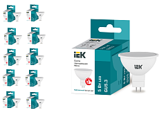 Лампа светодиодная IEK ECO MR16 софит 5Вт 230В 4000К GU5.3, 10 шт.