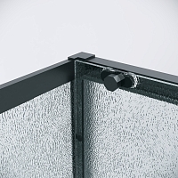 Душевой уголок Grossman Style 1950x1100x800 (стекло шиншилла) левый черный матовый 120.K33.05.1180.21.02