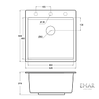 Мойка для кухни EMAR Quartz морион EMQ-1520.Q Морион