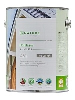 GNature 425, Holzschutz Öl-Lasur Защитная лазурь для дерева, для наружных работ, колеруемая 2,5 л