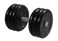 Гантель MB Barbell чёрная неразборная с вращающающейся хромированной ручкой 31кг MB-FdbM-B31