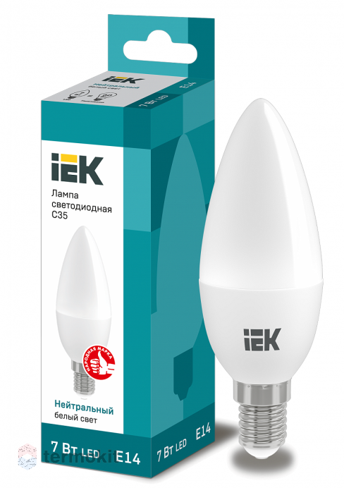 Лампа светодиодная IEK ECO C35 свеча 7Вт 230В 4000К E14