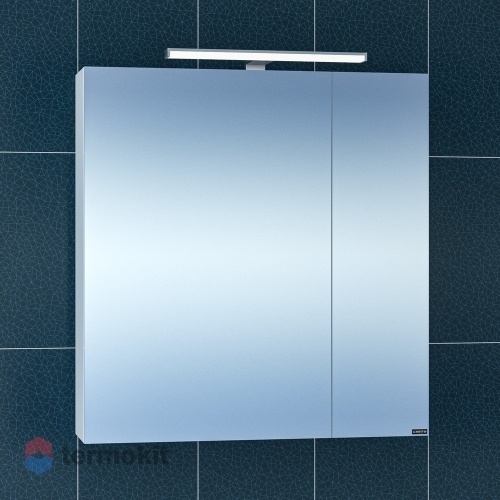 Зеркальный шкаф СанТа Стандарт 70 подвесной с подсветкой белый глянец 113009