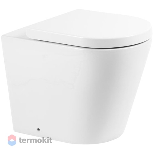 Унитаз приставной BelBagno FLAY-R безободковый с сиденьем микролифт BB1003CBR+BB105SC