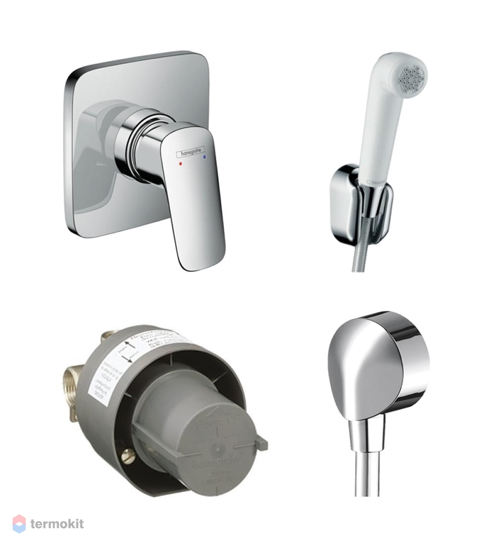 Встраиваемый смеситель с гигиеническим душем Hansgrohe Set 71604000 ...