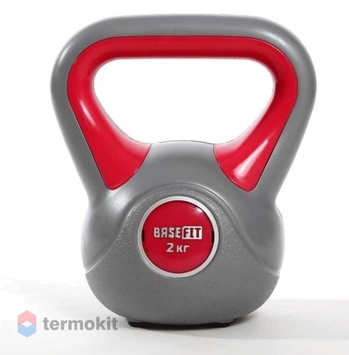 Гиря пластиковая BASEFIT DB-503, 2 кг, серый/розовый