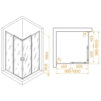 Душевой уголок RGW Passage PA-030B 1950x1000x1000 (матовое стекло) черный 350803000-24