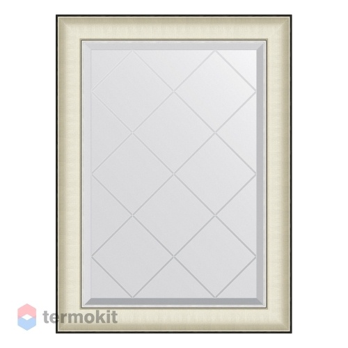 Зеркало с гравировкой в багетной раме EVOFORM EXCLUSIVE-G 64 белая кожа с хромом BY 4567
