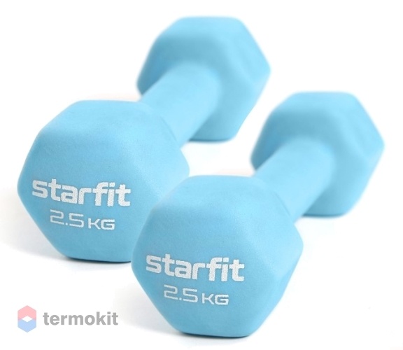 Гантель неопреновая Starfit DB-201 2,5 кг, синий пастель 2 шт