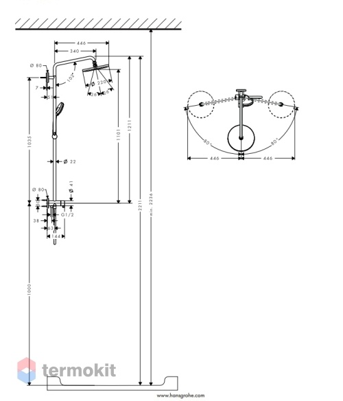 Душевая колонна Hansgrohe Croma 220 27224000