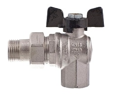 Кран шаровой Bugatti 1/2&quot; с накидной гайкой угловой (бабочка) серия Oregon 05940001