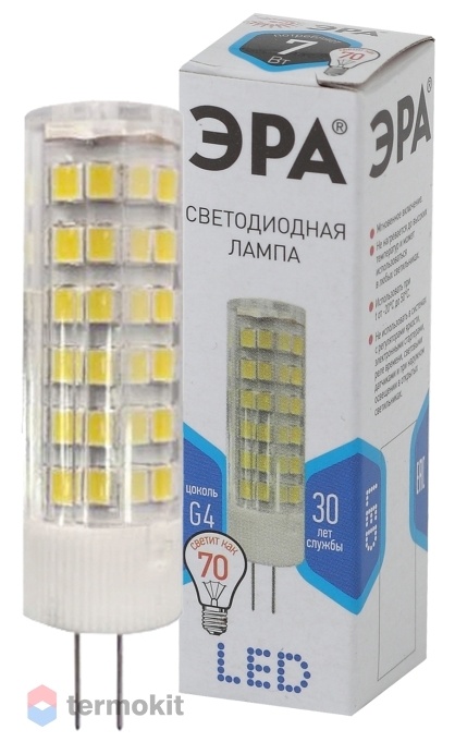 Лампа светодиодная ЭРА LED JC-7W-220V-CER-840-G4 диод, капсула, 7Вт, нейтр, G4