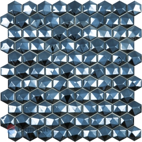 Мозаика Стеклянная Vidrepur Hex Diamond № 358D Черный (на сетке) 31,7x30,7