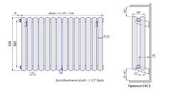 Стальной трубчатый радиатор КЗТО Гармония С40-2 500 / 18 секций с боковым подключением