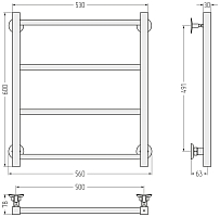Водяной полотенцесушитель Стилье Версия-КН 600х500 (4) П 20x20 без покрытия, арт. 00640-6050
