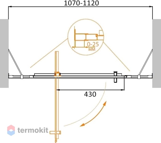 Душевая дверь Cezares Molveno 1100х1950 хром MOLVENO-BA-12-70+40-C-Cr-IV