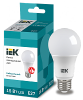 Лампа светодиодная IEK ECO A60 шар 15Вт 230В 4000К E27