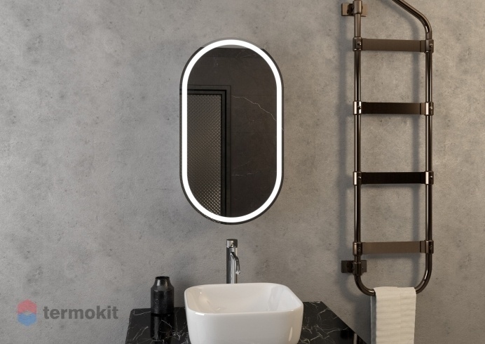 Зеркальный шкаф Континент Elmage black LED 45 Черный МВК049