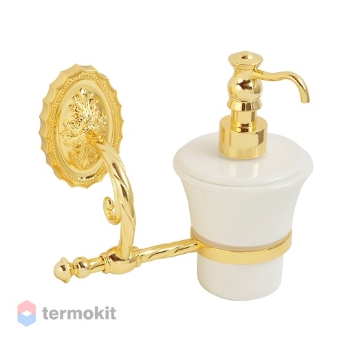 Дозатор жидкого мыла Migliore Edera настенный керамика/золото 16936