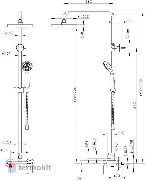Душевая система со смесителем для душа Bravat Opal F9125183CP-A2-RUS