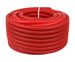Труба STOUT гофрированная ПНД, цвет красный, наружным диаметром 20 мм для труб диаметром 14-18 мм отрезок \ 005м \