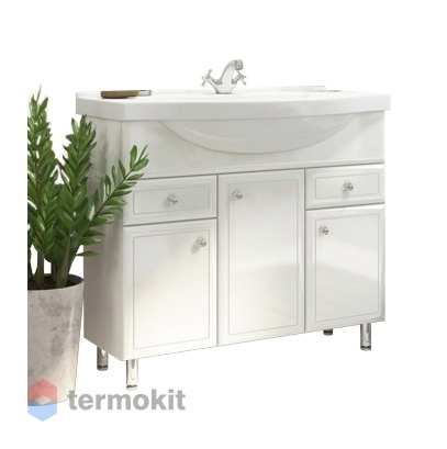 Тумба с раковиной Comforty Сочи-100 напольная белый глянец 00004134582