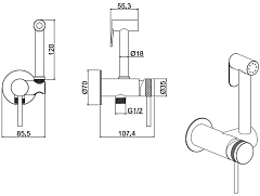 Встраиваемый смеситель с гигиеническим душем Allen Brau Priority 5.31A29-00