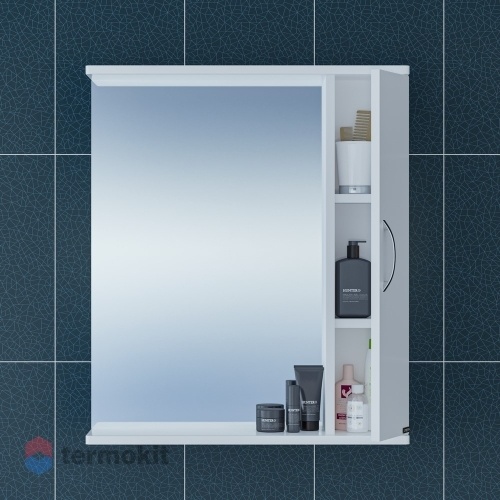 Зеркальный шкаф СанТа Прима 60 подвесной левый белый глянец 101112