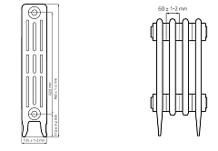 Чугунный радиатор Radimax Derby 600 10 секций с боковым подключением