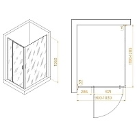 Душевой уголок RGW Passage PA-078B (PA-008B + Z-050-2B) 1950x900x1200 черный 350807892-14
