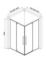 Душевой уголок AQUAme 1950x900x900 чёрный матовый AQM7102-2-9
