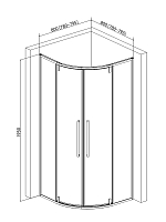 Душевой уголок AQUAme 1950x800x800 чёрный матовый AQM7101-2-8