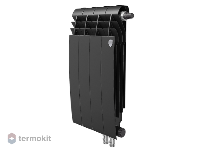 БиМеталлический радиатор Royal Thermo Biliner Noir Sable 500 VR \ 04 секции \ с нижним правым подключением