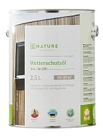 GNature 280, Wetterschutzöl Защитное атмосферостойкое масло для фасада с УФ фильтром, защитой от грибка и плесени, колеруемое 2,5 л