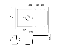 Мойка для кухни Omoikiri Daisen 78T-BL черный 4993527