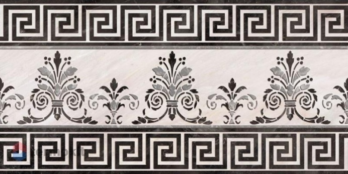 Керамическая плитка Absolut Keramika Cenefa Nero декор 22х45