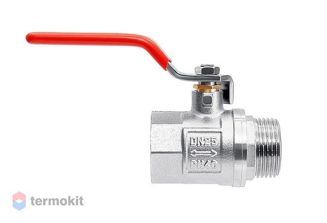 Smart Install Кран шаровой латунный ВР/НР 1/2" рычаг красный
