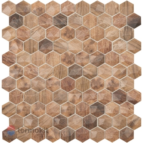 Мозаика Стеклянная Vidrepur Hex Woods № 4700D (на сетке) 31,7x30,7