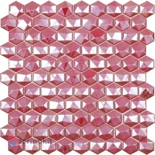 Мозаика Стеклянная Vidrepur Hex Diamond № 375D Красный (на сетке) 31,7x30,7