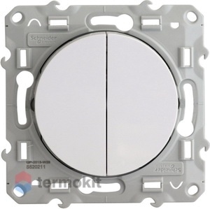 Переключатель двухклавишный Schneider Electric Odace Шнайдер Электрик Одас Белый S52R213