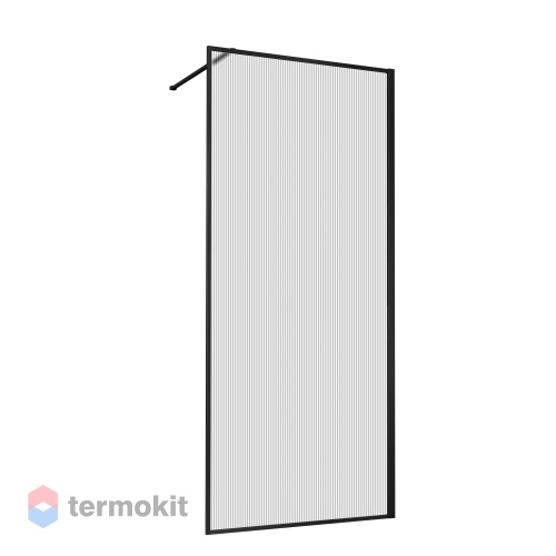 Душевая перегородка Vincea Walk-In 800х2000 (рифленое стекло) черный матовый VSW-1HP800FLB