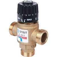 STOUT Термостатический смесительный клапан для систем отопления и ГВС 3/4&quot; НР 35-60°С KV 1,6