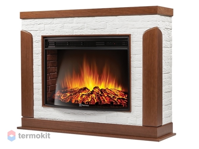 Портал Firelight Prestigio 30 камень белый, шпон дуб