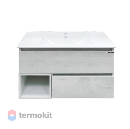 Тумба с раковиной Comforty Турин-90 подвесная дуб белый 00004147127